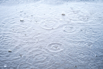 Circles and raindrops on the puddle.