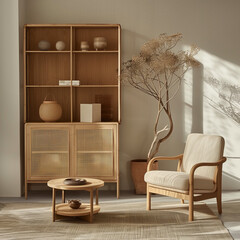 Latan furniture with a warm buttery filter sensibility