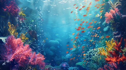 Naklejka premium Reef awareness day background concept with copy space area for text. World Oceans Day and World Water Day. Beautiful sea background
