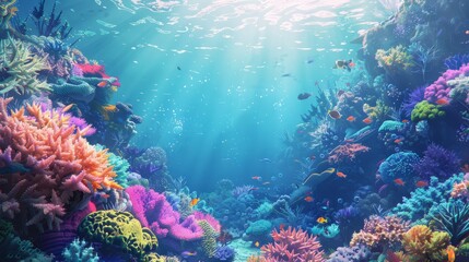 Naklejka premium Reef awareness day background concept with copy space area for text. World Oceans Day and World Water Day. Beautiful sea background
