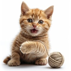 Obraz premium a kitten playing with a ball of yarn