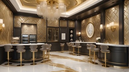 Royal luxury living room interior design, modern latte and golden drawing room interior design, luxurious living room design of a king palace, photo realistic background