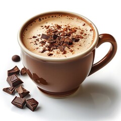 a cup of coffee with chocolate and chocolate chunks