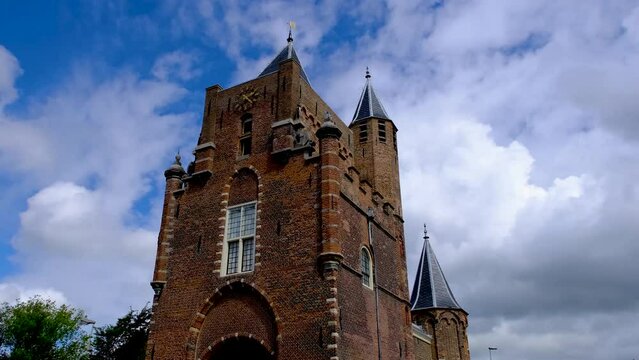 Medieval Amsterdam Gate in the city of Haarlem, North Holland, Netherlands.