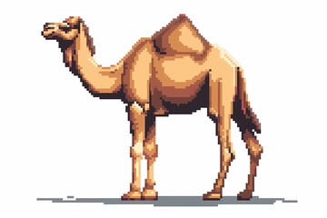 pixel art, illustration of a camel