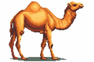 pixel art, illustration of a camel