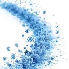 a snowflake with blue snow flakes on a white background