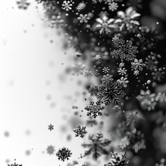 a black and white photo of snow flakes
