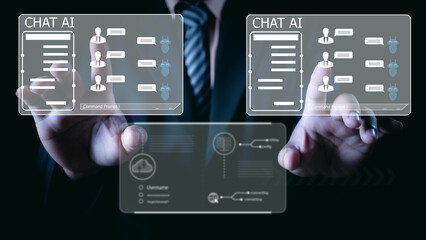 Ai technology, Artificial Intelligence. man using technology smart robot AI, artificial...
