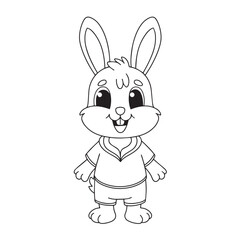 Cute rabbit cartoon coloring page illustration vector. For kids coloring book