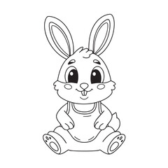 Cute rabbit cartoon coloring page illustration vector. For kids coloring book