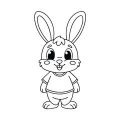 Cute rabbit cartoon coloring page illustration vector. For kids coloring book