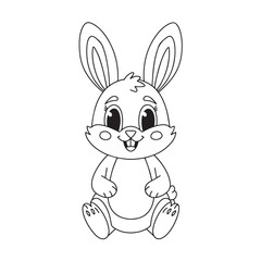 Cute rabbit cartoon coloring page illustration vector. For kids coloring book