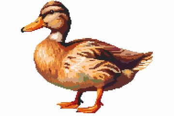 pixel art, illustration of a swan