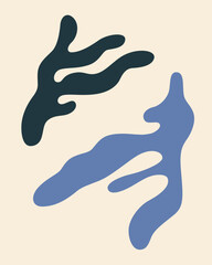 Obraz premium dark green and blue abstract leaf silhouette