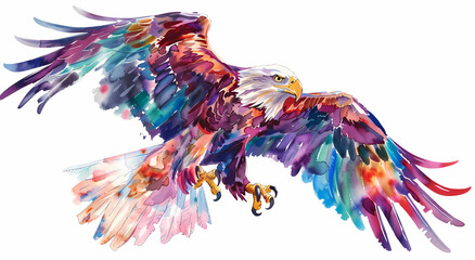 Watercolor tattoo design of an eagle in flight