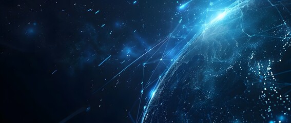 Obraz premium Abstract Digital Blue Earth with Glowing Light Beams