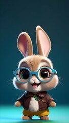 Cute baby rabbit wearing spectacles isolated on solid pastel background, baby bunny, Mobile wallpapers, Cute baby bunny mobile wallpaper