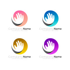 Hand care logo with circle design vector, colorful style logos