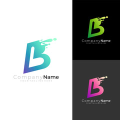Simple letter B logo with colorful design vector, set letter B icon business