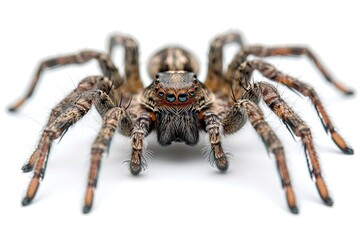 Wolf spider isolated on white background