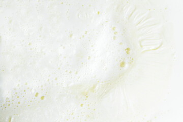 fresh organic whole milk with cream and bubble texture isolated ready for drink,making yogurt,sweet or pudding,closeup,top view