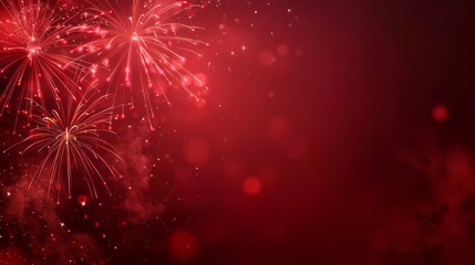 Obraz premium The Night Sky: A Spectacular Display Of Fireworks In Vibrant Red