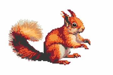 pixel art. illustration of a squirrel