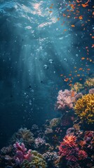 Naklejka premium Reef awareness day background concept with copy space area for text. World Oceans Day and World Water Day. Beautiful sea background