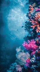 Obraz premium Reef awareness day background concept with copy space area for text. World Oceans Day and World Water Day. Beautiful sea background