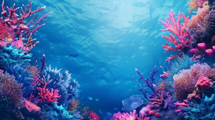 Fototapeta premium Reef awareness day background concept with copy space area for text. World Oceans Day and World Water Day. Beautiful sea background