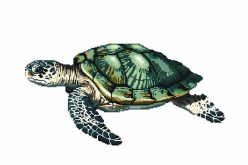 pixel art. illustration of a turtle