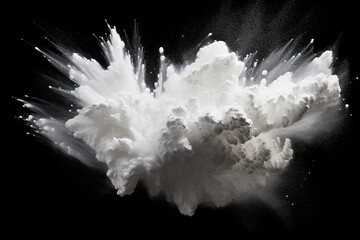 Explosion of colored powder isolated on black background. Abstract colored background