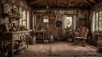 A photo with a rustic and authentic feel vintage living room. Close up