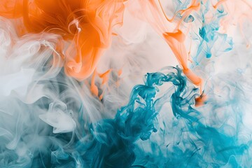 Abstract Fluid Art with Orange, Blue, and Turquoise Colors