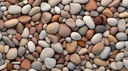 Background of Pebble Stones. A detailed overhead shot of a collection of small pebble stones spread out evenly, creating a natural and textured background.