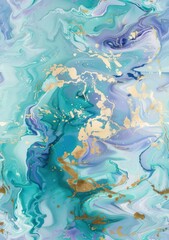 abstract illustration with colorful swirls like artistic liquid paint in light aquamarine, turquoise and gold