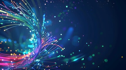Abstract Futuristic Background with Colorful Fiber Optic Cables