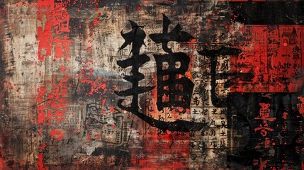  Border protection, US, cyber art painting, ancient Chinese oracle bone script, HD