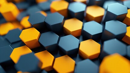 wallpaper abstract illustration hexagons with yellow and dark oranges , light blue