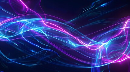 Fototapeta premium Abstract blue and purple dynamic background. Futuristic vivid neon swirl lines. Light effect.