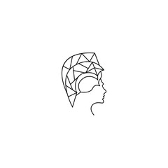 Human, brain, Simple thin line, outline thought process icon vector.