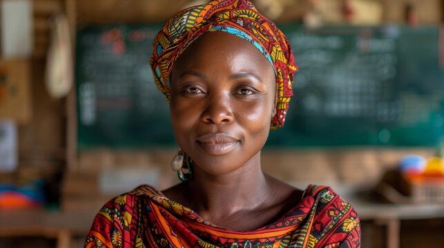 Female teacher in Nigeria pictured in her classroom 