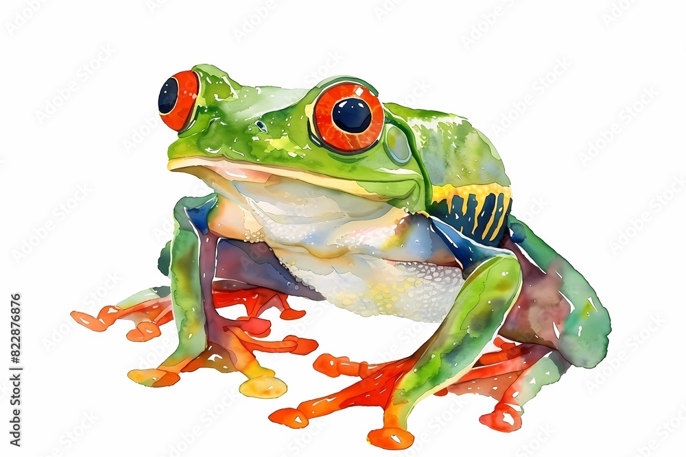 Wall mural watercolor art. illustration of a frog - Wall murals