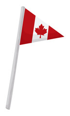 Isolated pennant with silver pole and Canada flag, Vector illustration