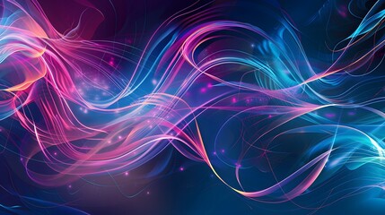 Obraz premium Abstract blue and purple dynamic background. Futuristic vivid neon swirl lines. Light effect.