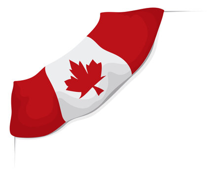 Decorative Canadian flag for upper left corner, Vector illustration