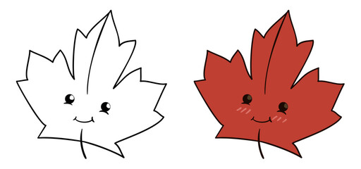 Set with two versions of maple leaf character, Vector illustration