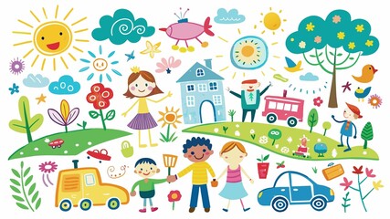 A child's hand-drawn masterpiece exudes a unique charm, capturing the simple beauty of their artistic vision.