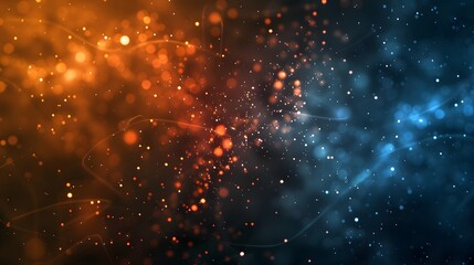 Abstract Glowing Orange and Blue Background with Light Connections